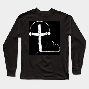 cross on a black Long Sleeve T-Shirt